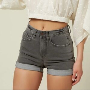 High-Quality Grey Mid-Rise Denim Shorts ~ Size 29 ~
Rolled Hem Detail